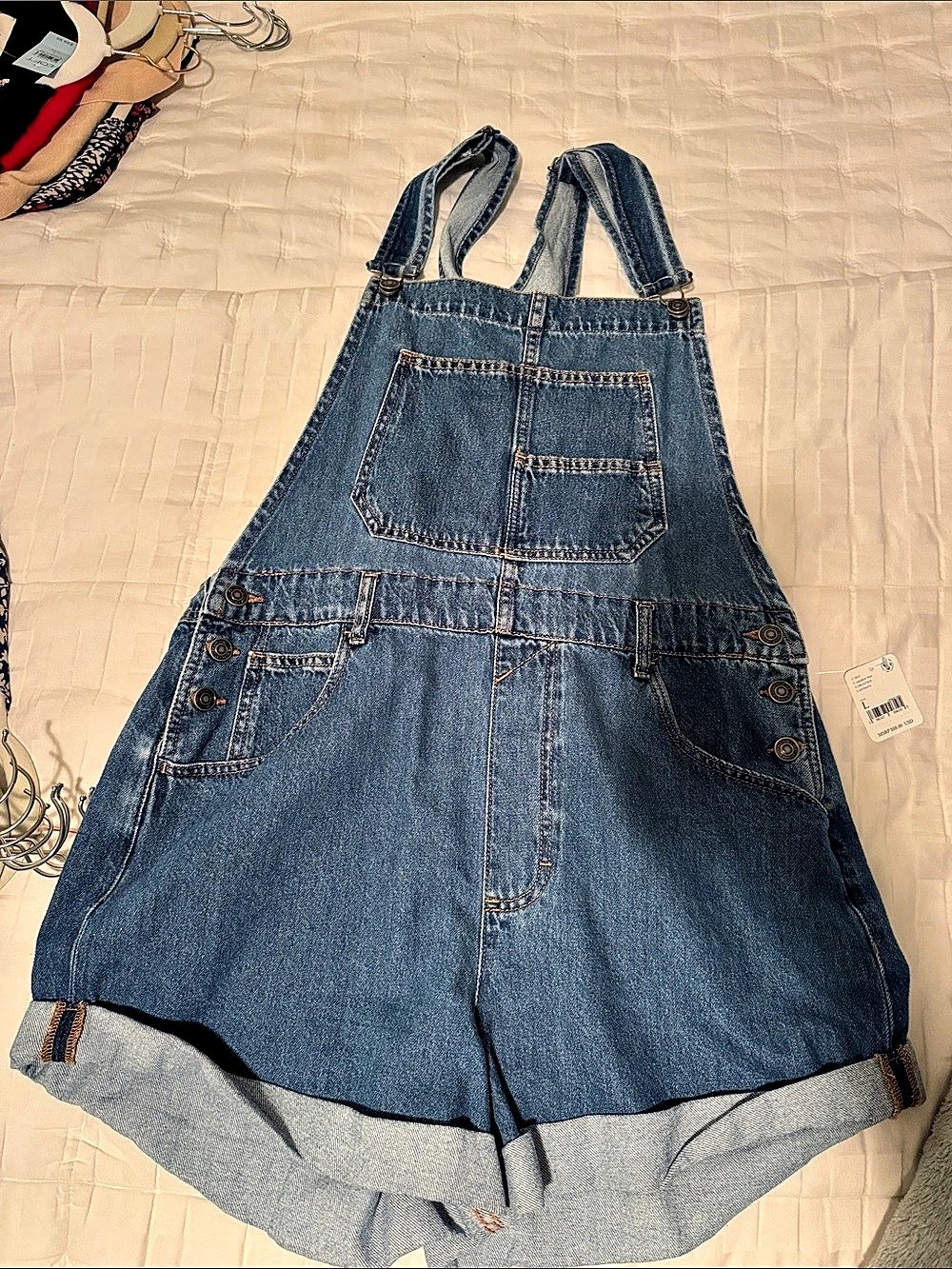 We The Free Denim Short Overalls in Blue Size Large NWT